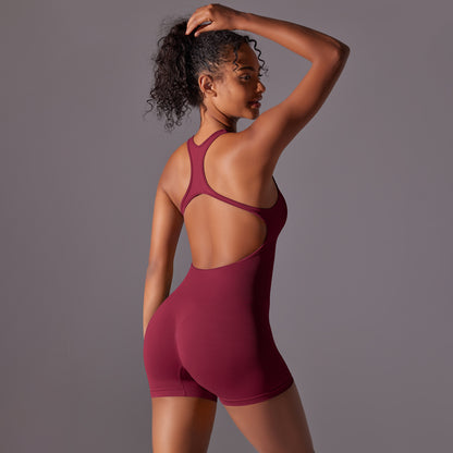 Seamless Breathable Full Body Yoga Jumpsuit with Airy Back Design for Versatile Workouts and Activewear