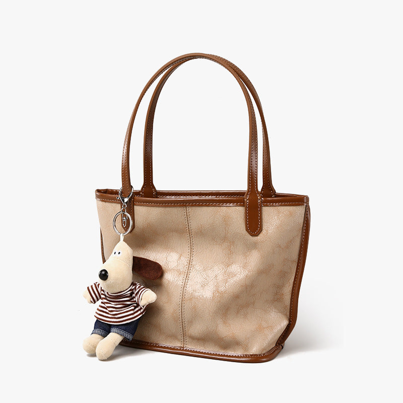 Vintage Inspired Leather Tote Bag with Nested Pouch Spacious and Chic Handbag for Women for Daily Use and Outings