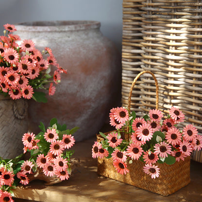 Delicate 15-Piece Faux Daisy Flower Bouquet - Perfect for Home Decor, Dining Tables, and Photography Props | Fresh Country-Style Chic with Charming Chrysanthemums