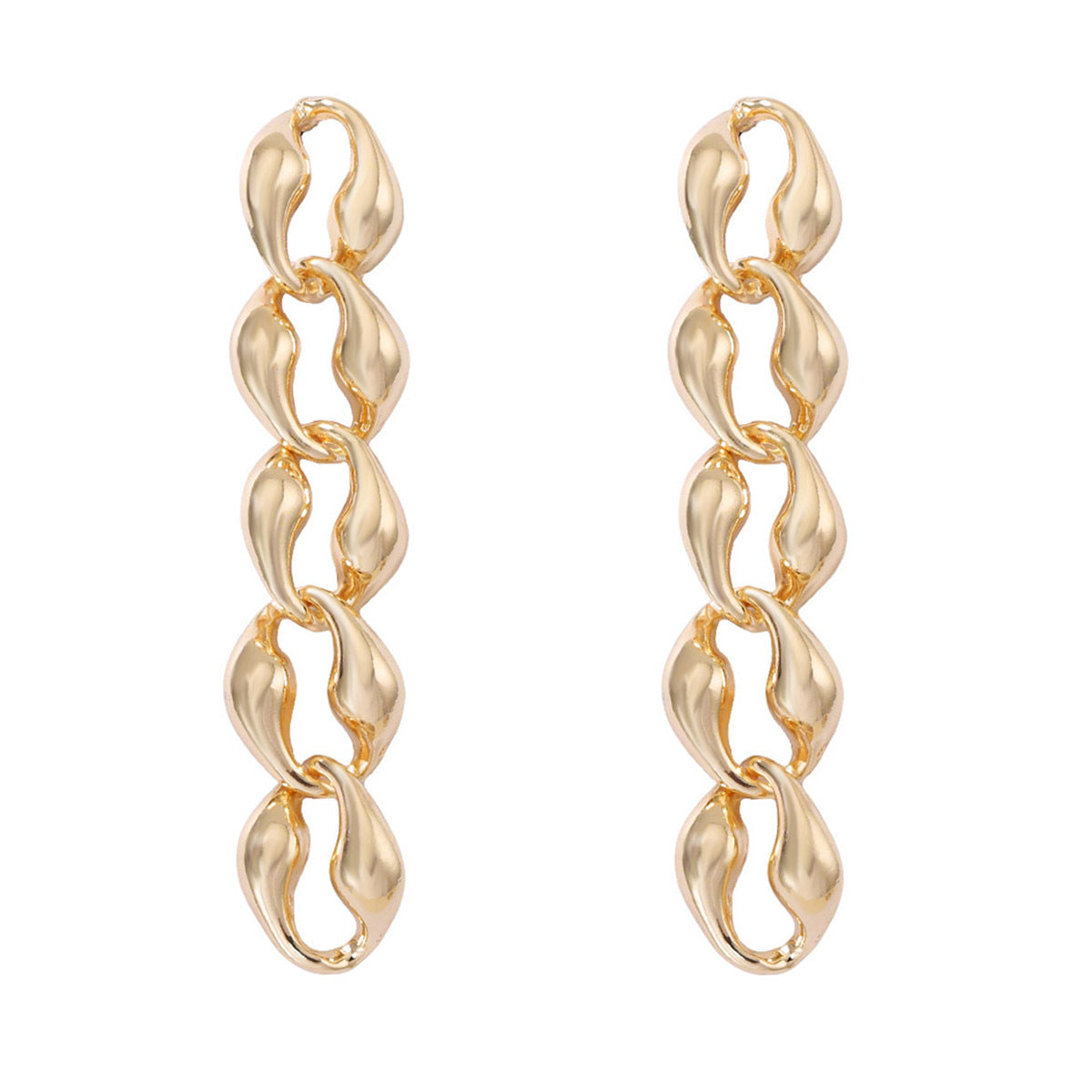 Sleek Minimalist Alloy Chain Twisted Earrings – Unique Geometric Hollow Design for a Timeless, Elegant Look