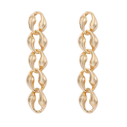 Sleek Minimalist Alloy Chain Twisted Earrings – Unique Geometric Hollow Design for a Timeless, Elegant Look