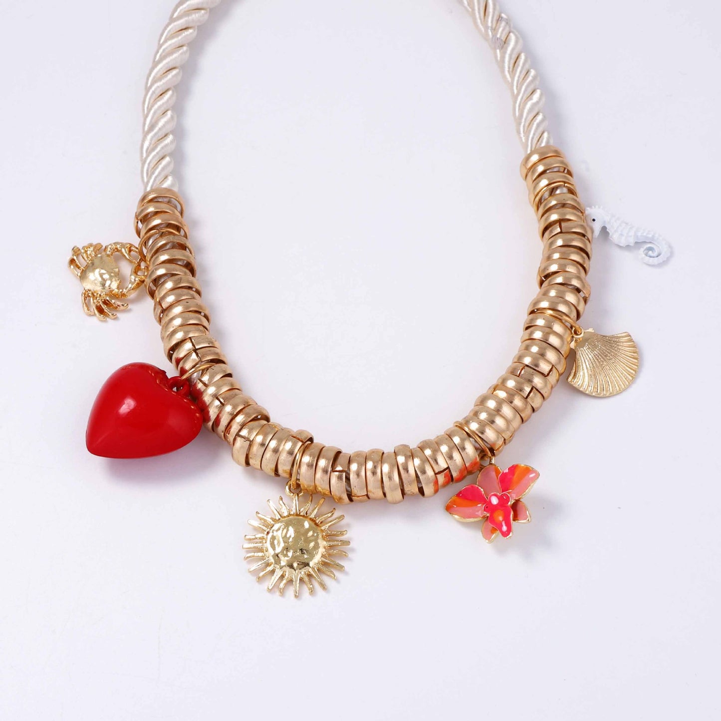 Elegant Luxury-Inspired Circle Metal Pendant Necklace with Rope Design – Trendy Alloy Oil-Drop Charm for Casual Chic Style