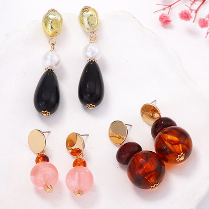 Chic Vintage-Inspired Irregular Geometric Resin Dangle Earrings for Women – Trendy, Unique, and Fashionable Statement Jewelry