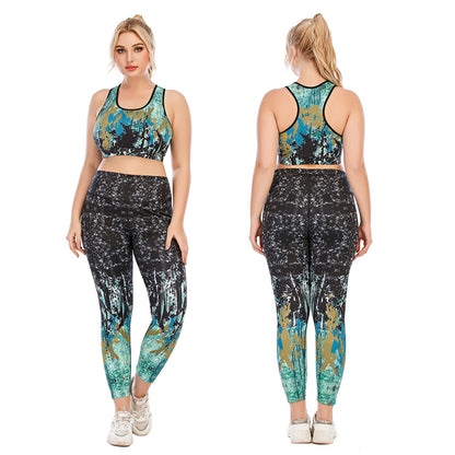 Plus Size Fitness Outfit Set Yoga Tops High Waisted Leggings and Supportive Sports Bras for Maximum Comfort and Performance Aussie Strength Model 12073 12074