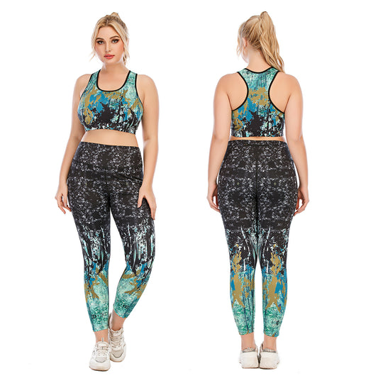 Plus Size Fitness Outfit Set Yoga Tops High Waisted Leggings and Supportive Sports Bras for Maximum Comfort and Performance Aussie Strength Model 12073 12074