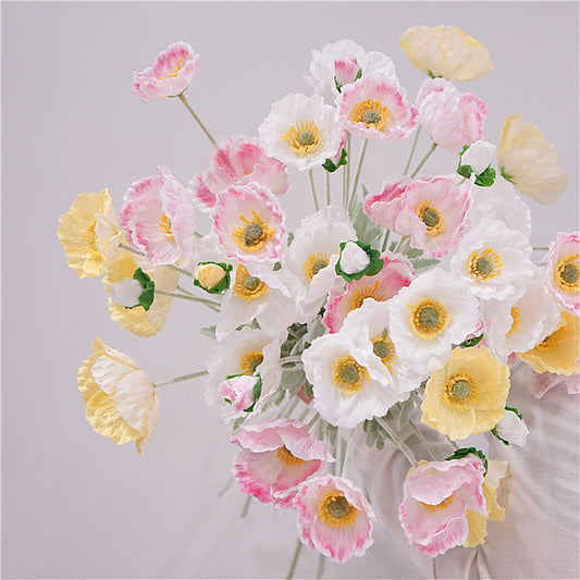 Icelandic Faux Floral Arrangement with Luxurious Soft Touch, Ideal for Home Decor & Photography Props - Beautiful Poppy Design for Lasting Moisture Retention