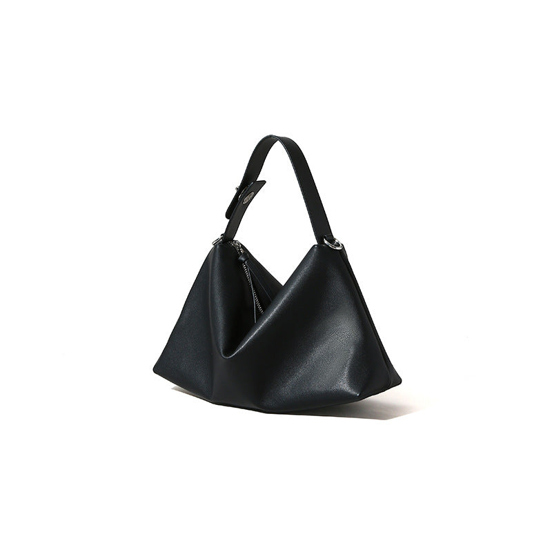 Genuine Leather Shoulder Bag for Women Large Capacity Spring Makeup Tote in Minimalist Design