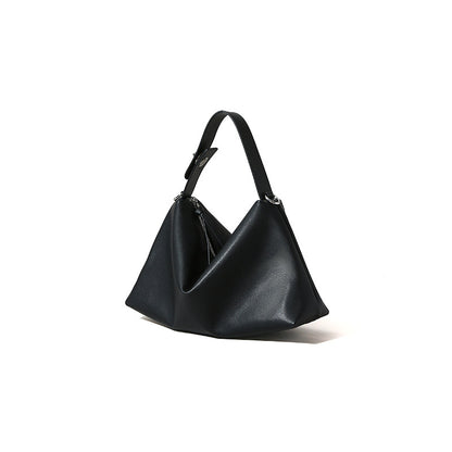 Genuine Leather Shoulder Bag for Women Large Capacity Spring Makeup Tote in Minimalist Design