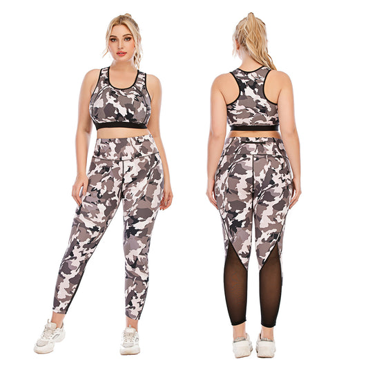 Plus Size Fitness Apparel Set Yoga Outfit with Compression Barbie Pants and Supportive Sports Bra AU Strength 12079 12080