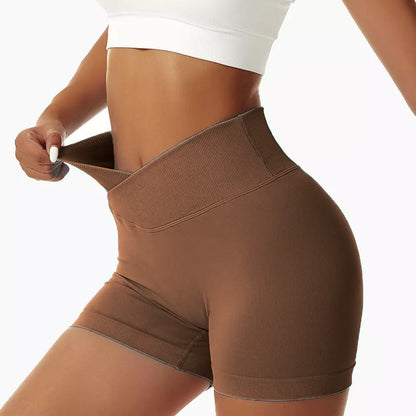 High Waisted Cross Back Yoga Shorts for Outdoor Activities Quick Dry Supportive and for Running Workouts and Fitness Enthusiasts