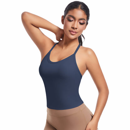 Seamless Sports Bra with Crossed Shoulder Straps Ultra Comfortable Yoga and Running Top for Optimal Support and Style