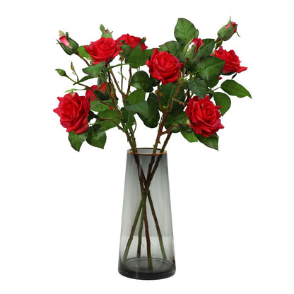 Nordic-Style Realistic 3-Head Rose Flower Arrangement - Luxurious Feel, Moisture-Resistant Faux Flowers for Elegant Home and Living Room Décor