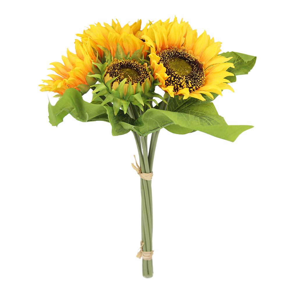 Realistic Sunflower Artificial Bouquet for Weddings | Elegant Silk Flower Handheld Arrangement | Perfect Home Decor MW22101