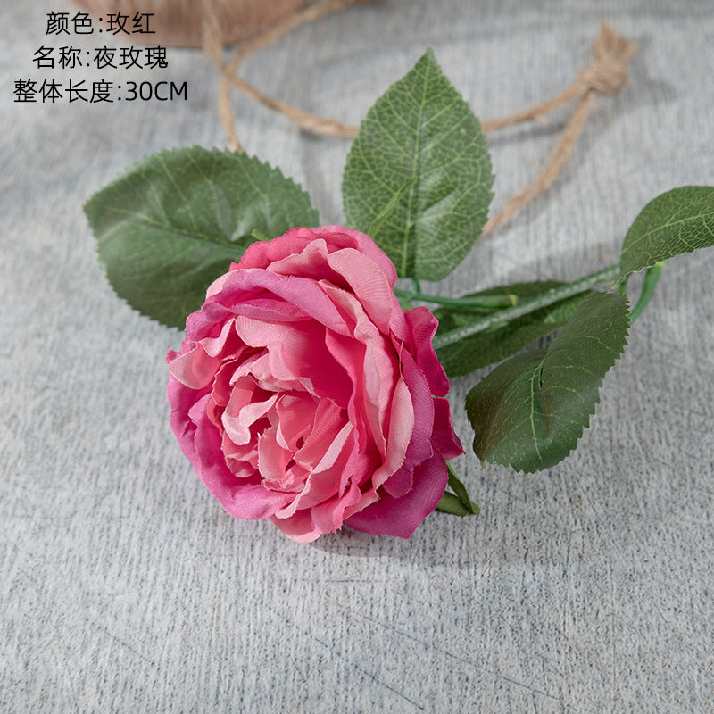 Elegant Night Rose Faux Flowers for Home Decor and Wedding Decorations - GF15423Y | Realistic Look, Long-lasting Beauty, Easy Maintenance