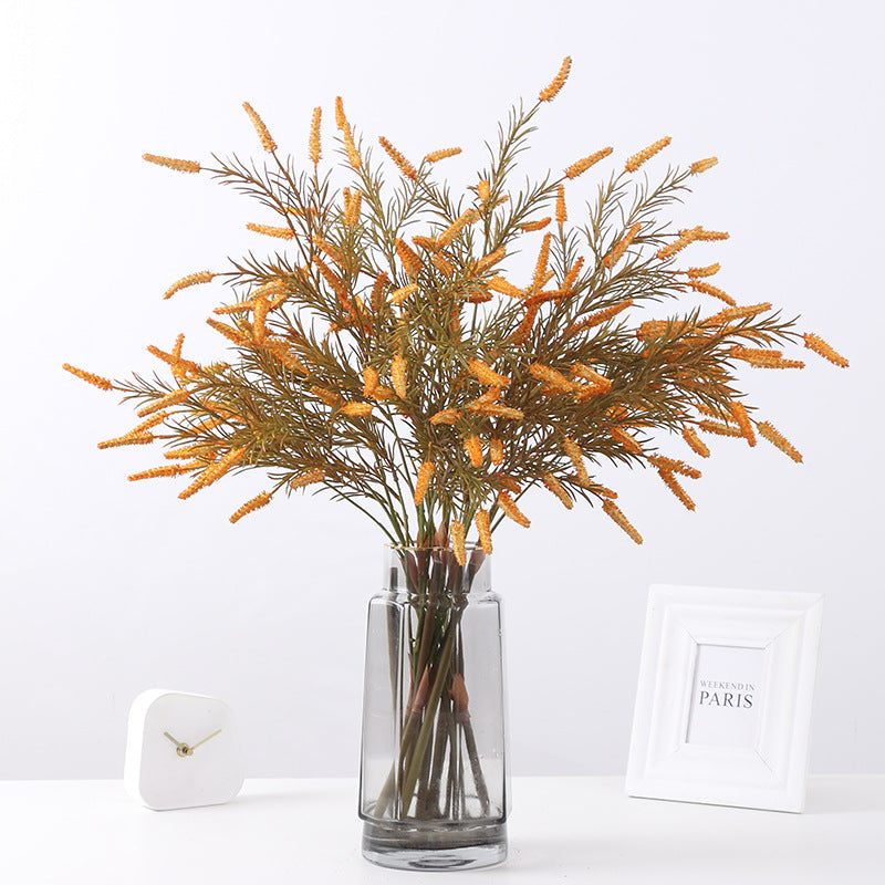 Autumn-Inspired Sage Green Faux Floral Decoration - Single Stem Plastic Pseudo-Basket Grass for Nordic Home Decor and Rustic Wedding Accents