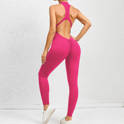 Zipper Yoga Jumpsuit for Women Body Shaping Compression Bodysuit with Tummy Control and Butt Lifting Features for Enhanced Athletic Performance