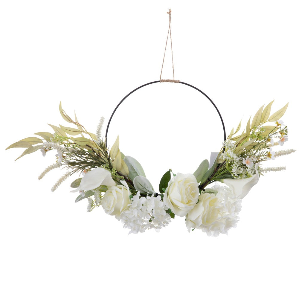 Asuka Rose Half-Circle Artificial Flower Arrangement - Elegant Home Décor, Handheld Bouquet, Stunning Wall Hanging Design CF01202