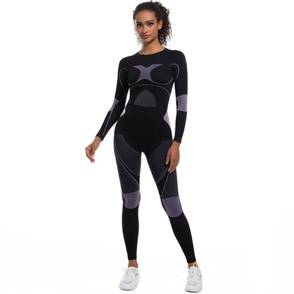 Seamless Tight Fitting Long Sleeve Sports Bodysuit Set for Women Ideal Cycling Yoga Fitness and Skiing Outfit with Enhanced Comfort Flexibility