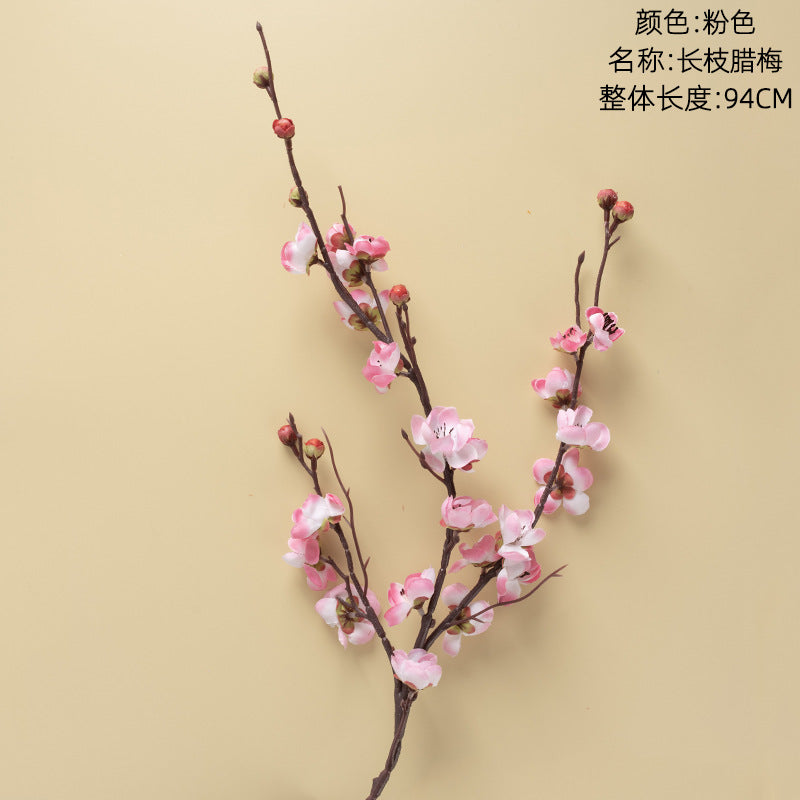 Lifelike Wax Plum Blossoms and Japanese Cherry Blossom Decor – Stunning Floral Arrangement for Wedding, Home, and Photography Backdrop – MW36860