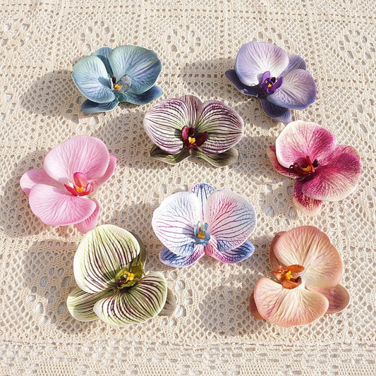 Stunning Silicone 3D Printed Orchid Flower Heads - Elegant Faux Floral Decor for Weddings, Gift Wrapping, and Home Decoration