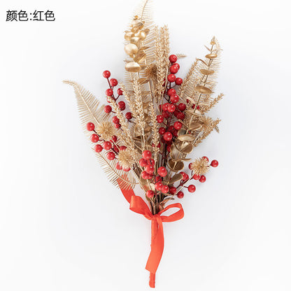 Vibrant Red Faux Flowers for Lunar New Year - Stunning INS-Style Home Decor & Wedding Accents - CF01084