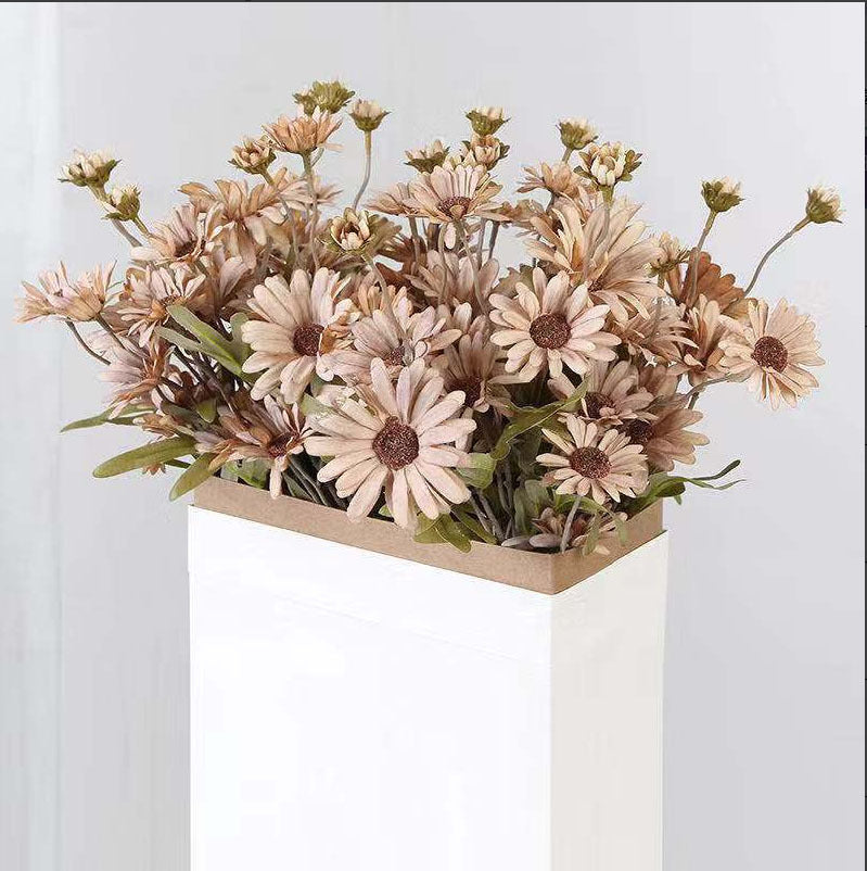 Realistic Silk Chrysanthemum Bouquet - 5-Head Artificial Flowers for Home Décor, Wedding Celebrations, and Photography Backdrops