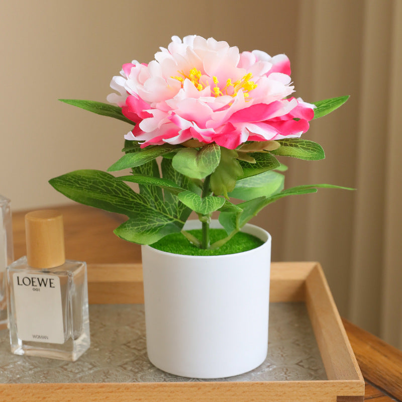 Realistic Faux Peony and Herbaceous Peony Potted Plant - Charming Home Décor for Dining Tables and Living Spaces, Lifelike Artificial Flower Arrangement