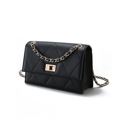 Genuine Leather Vintage Inspired Korean Chic Quilted Chain Shoulder Bag for Women Crossbody Purse with Luxurious Appeal