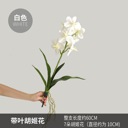 Realistic Faux Orchid Bouquet with Leaves – Elegant Home Décor for Your Living Room Table – Perfect for Adding a Touch of Nature to Your Home