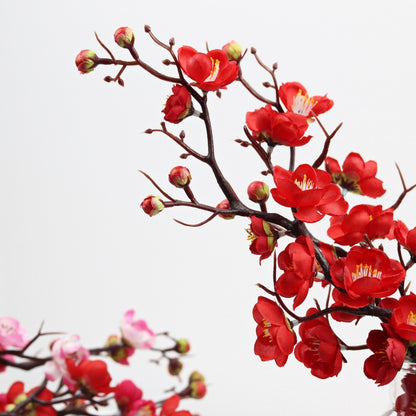 Vibrant Red Plum Blossom Faux Flowers - Perfect Plastic Cake Decoration for Birthdays, Celebrations, and Special Occasions