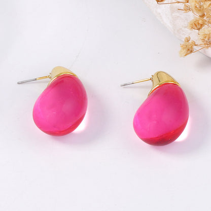 Stylish Minimalist Transparent Multi-Color Resin Water Drop Earrings for Women - Chic, Unique Design with High-End Feel