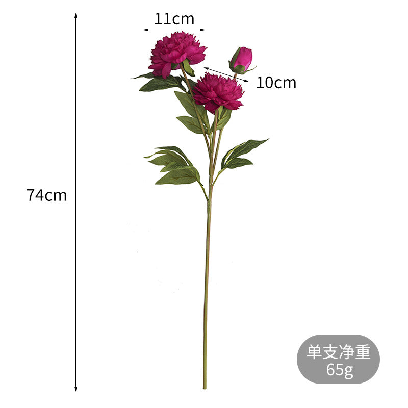 Elegant Home Décor: Long-Stemmed Peony and Paeonia Flowers Bouquet for Living Room | Stunning Soft Decoration with 3-Heads Including Royal Peony