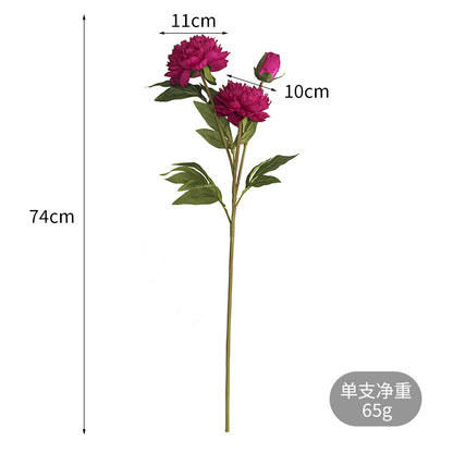 Elegant Home Décor: Long-Stemmed Peony and Paeonia Flowers Bouquet for Living Room | Stunning Soft Decoration with 3-Heads Including Royal Peony