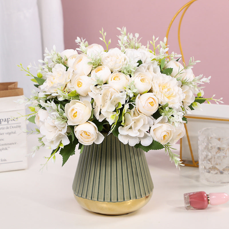 Realistic Artificial Flower Bouquet - Tina Hydrangeas and Lotus Flowers for Elegant Home Decoration in Living Room and Bedroom