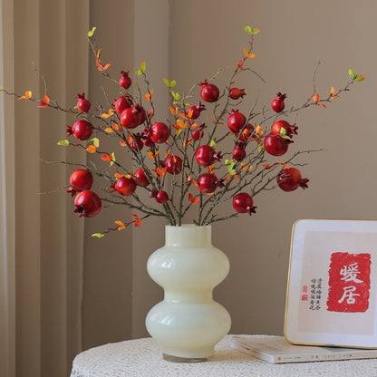 Realistic Artificial Pomegranate Branch - Stunning Home Decor for Living Room, Photography Props, and Year-Round Floral Arrangement