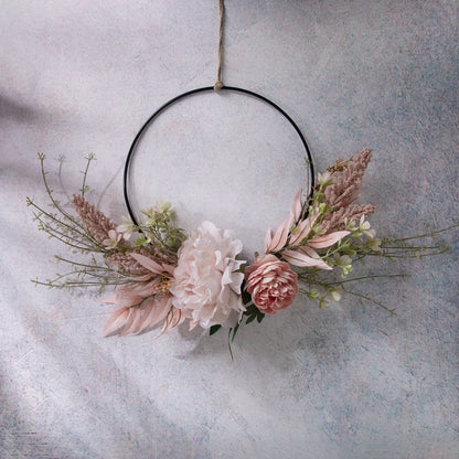 Charming Peony Half-Ring Wall Decor - Lifelike Floral Wedding Bouquet and Home Accent for Stunning Celebrations (CF01121)