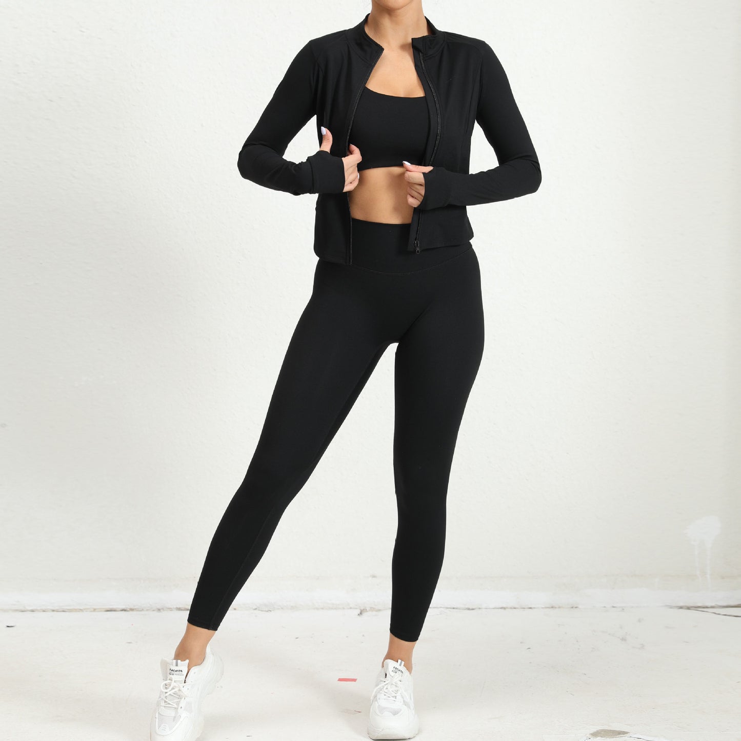 Fall and Winter Women's Yoga Outfit Set 3 Piece Compression Sports Running Jacket Top and Professional Fitness Wear for Comfort and Performance