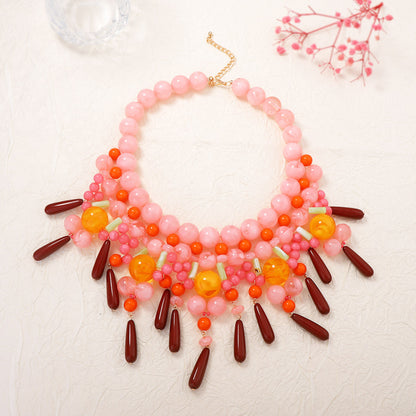 Stylish Creative Beaded Tassel Pendant Necklace for Women – Unique Boho Jewelry Gift for Every Occasion