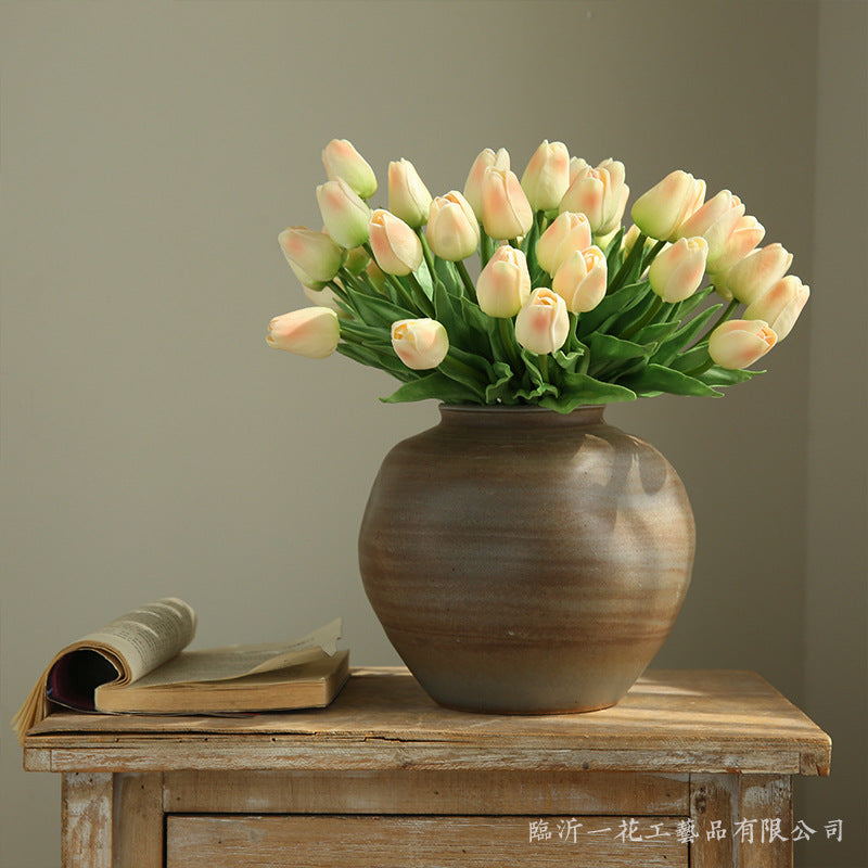 Single Stem Miniature Tulip - Realistic PU Faux Flower for Home Décor, Photography Props, and Elegant Table Centerpieces