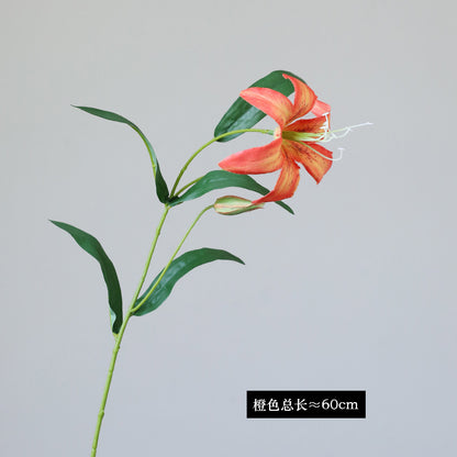 Realistic Silk Lily - 2-Headed Faux Flower for Wedding Decorations, Photography Props, Home and Office Decor, Perfect for Styling and Arrangements