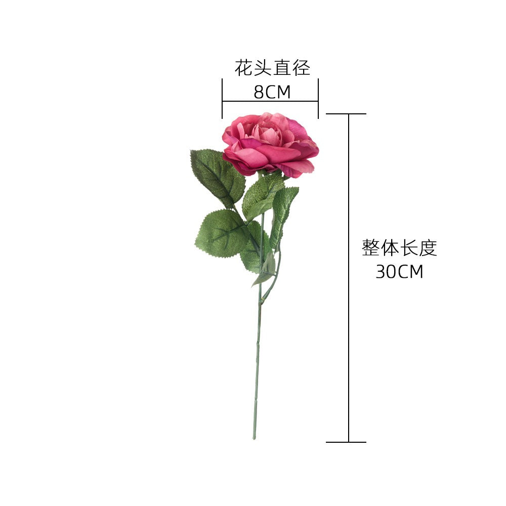 Single Stem Rose Decorative Piece - Realistic Faux Flower for Weddings, Event Decor, and Home Styling - Boho Chic Greenery - Model GF99423