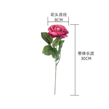 Single Stem Rose Decorative Piece - Realistic Faux Flower for Weddings, Event Decor, and Home Styling - Boho Chic Greenery - Model GF99423