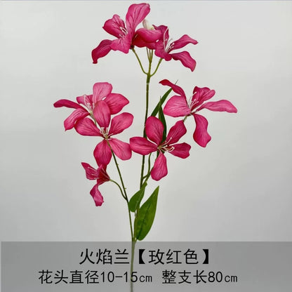 Stunning 3-Pronged Artificial Flame Orchid Flowers - Perfect for Weddings, Home Decor, and Floral Arrangements | Long-Lasting & Realistic Look