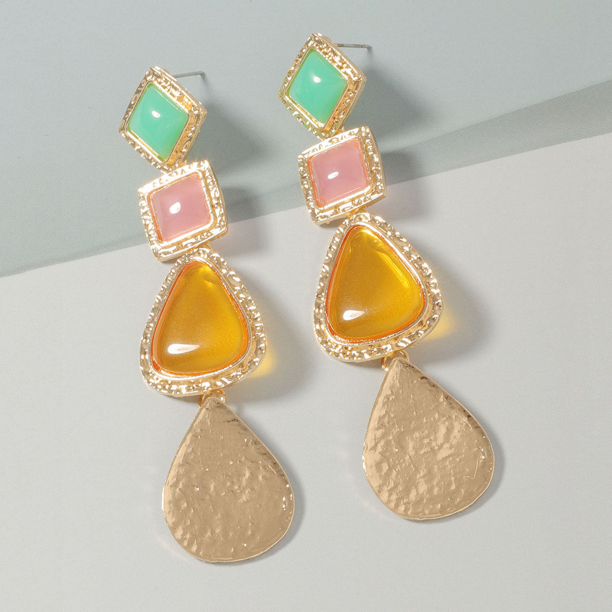 Best-Selling Bohemian Colorful Acetic Acid Resin Alloy Long Drop Earrings - Trendy, Lightweight, and Stylish Jewelry for Every Occasion