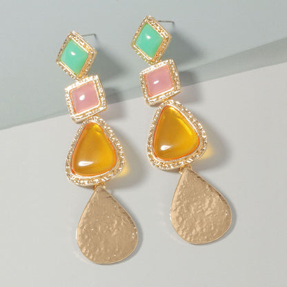 Best-Selling Bohemian Colorful Acetic Acid Resin Alloy Long Drop Earrings - Trendy, Lightweight, and Stylish Jewelry for Every Occasion