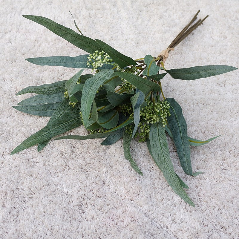 Stunning Eucalyptus Faux Floral Arrangement with Long Gum Leaves and Decorative Berries - 5 Stems for Beautiful Home Decor and Stylish Accents