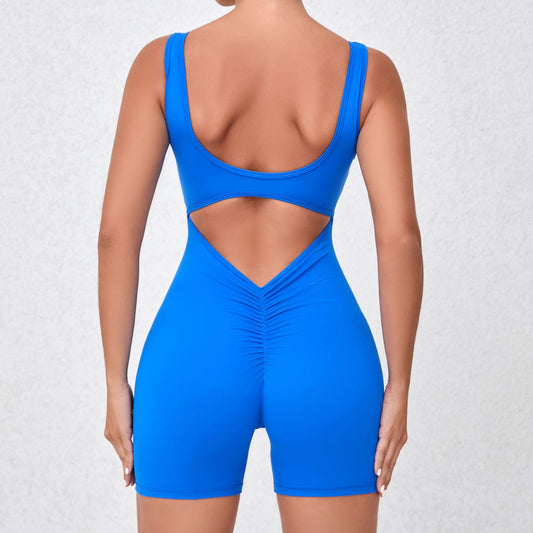 Quick Dry Athletic One Piece V Back Workout Jumpsuit Sleek Supportive Design for Running Gym and Yoga for Fitness Enthusiasts