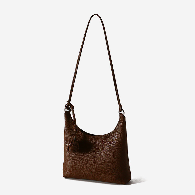 Chic Korean Style Genuine Leather Underarm Handbag Luxury Fashion Tote for Commuting Versatile Minimalist Shoulder Bag for Everyday Use