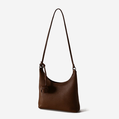 Chic Korean Style Genuine Leather Underarm Handbag Luxury Fashion Tote for Commuting Versatile Minimalist Shoulder Bag for Everyday Use