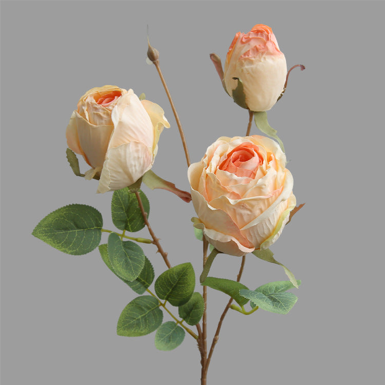 Stunning 3-Head Rose Bouquet – Lifelong Artificial Flowers for Indoor Decor, Perfect for European-Style Weddings, Celebrations, and Photography Props